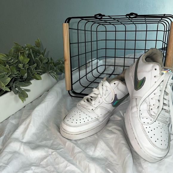 white and rainbow nikes